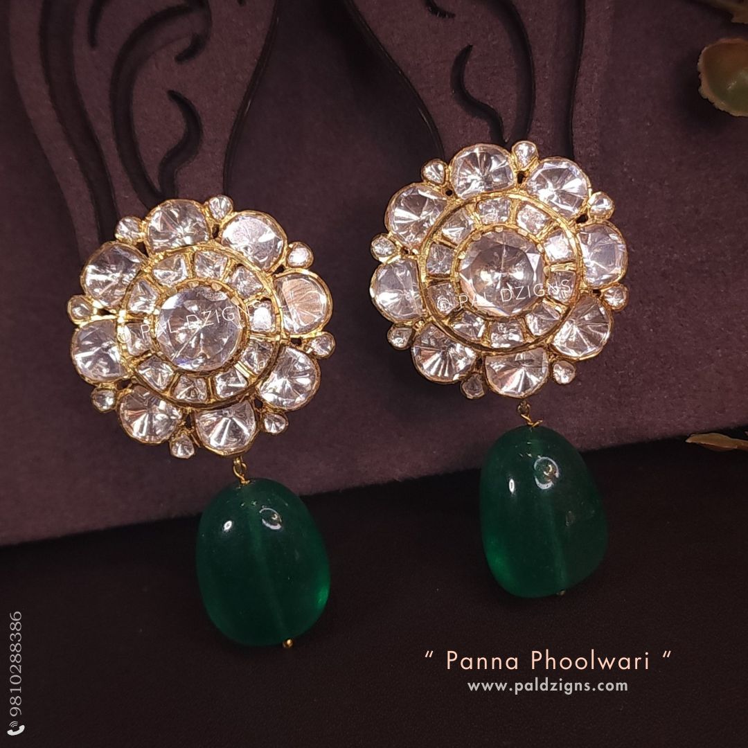 Panna Phoolwari Moissanite Polki Stud