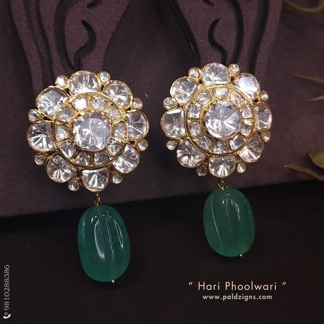 Hari Phoolwari Moissanite Polki Stud