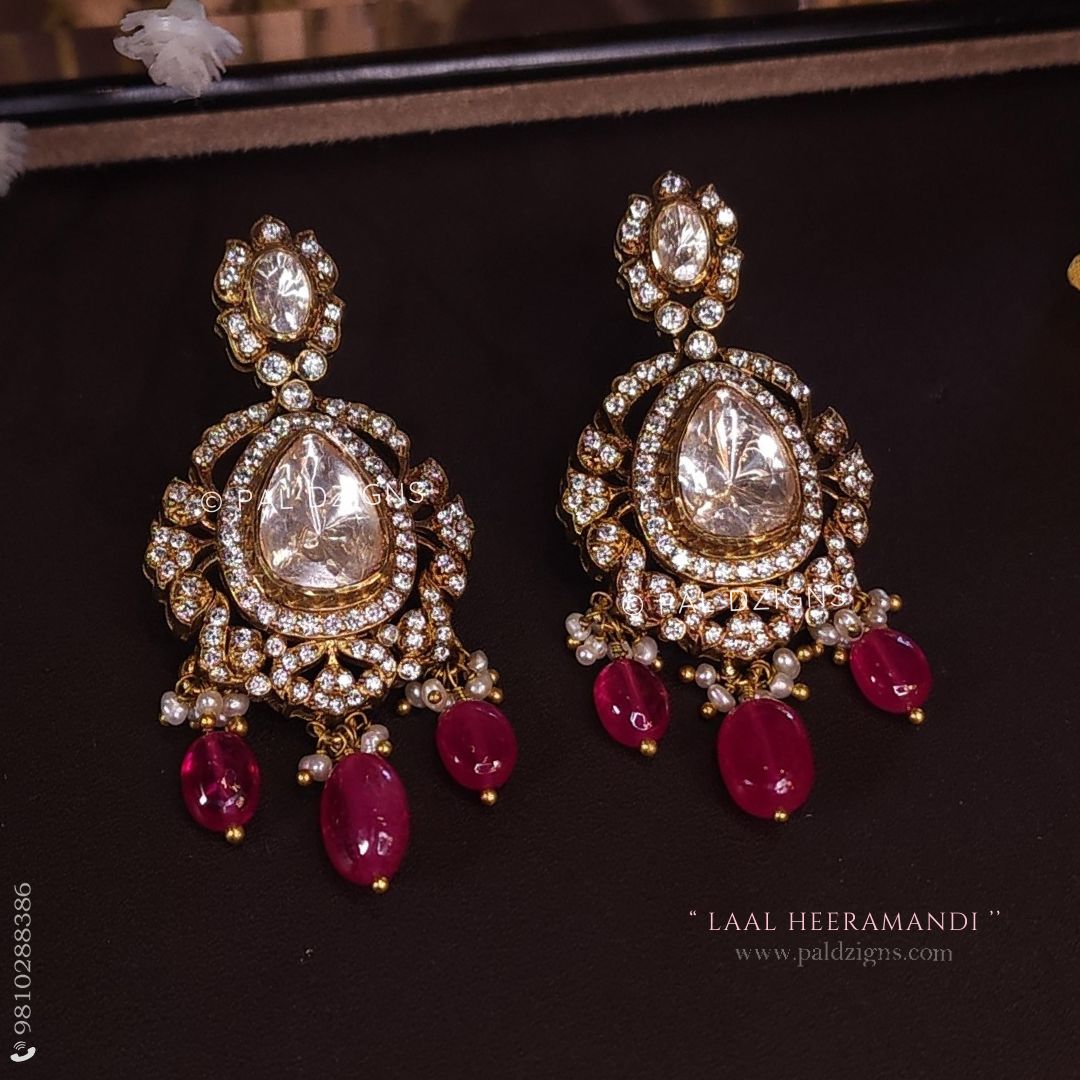 Laal Heeramandi Moissanite Polki Earrings