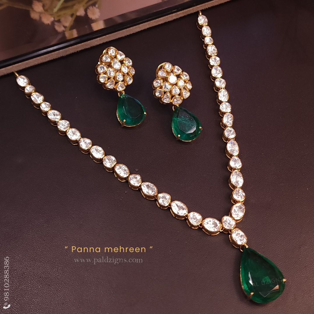 Panna Mehreen Moissanite Polki Necklace Set