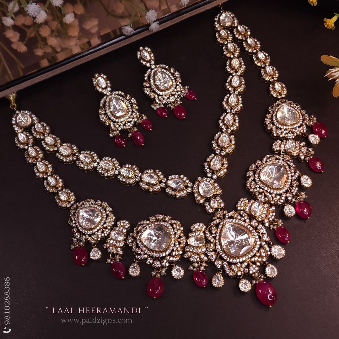 Laal Heeramandi Moissanite Polki Necklace Set