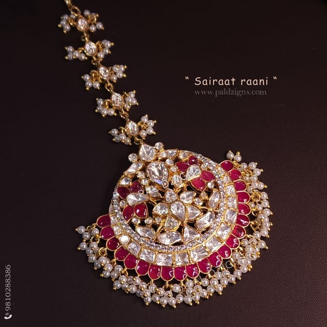Sairaat Raani Gold Moissanite Polki Tikka