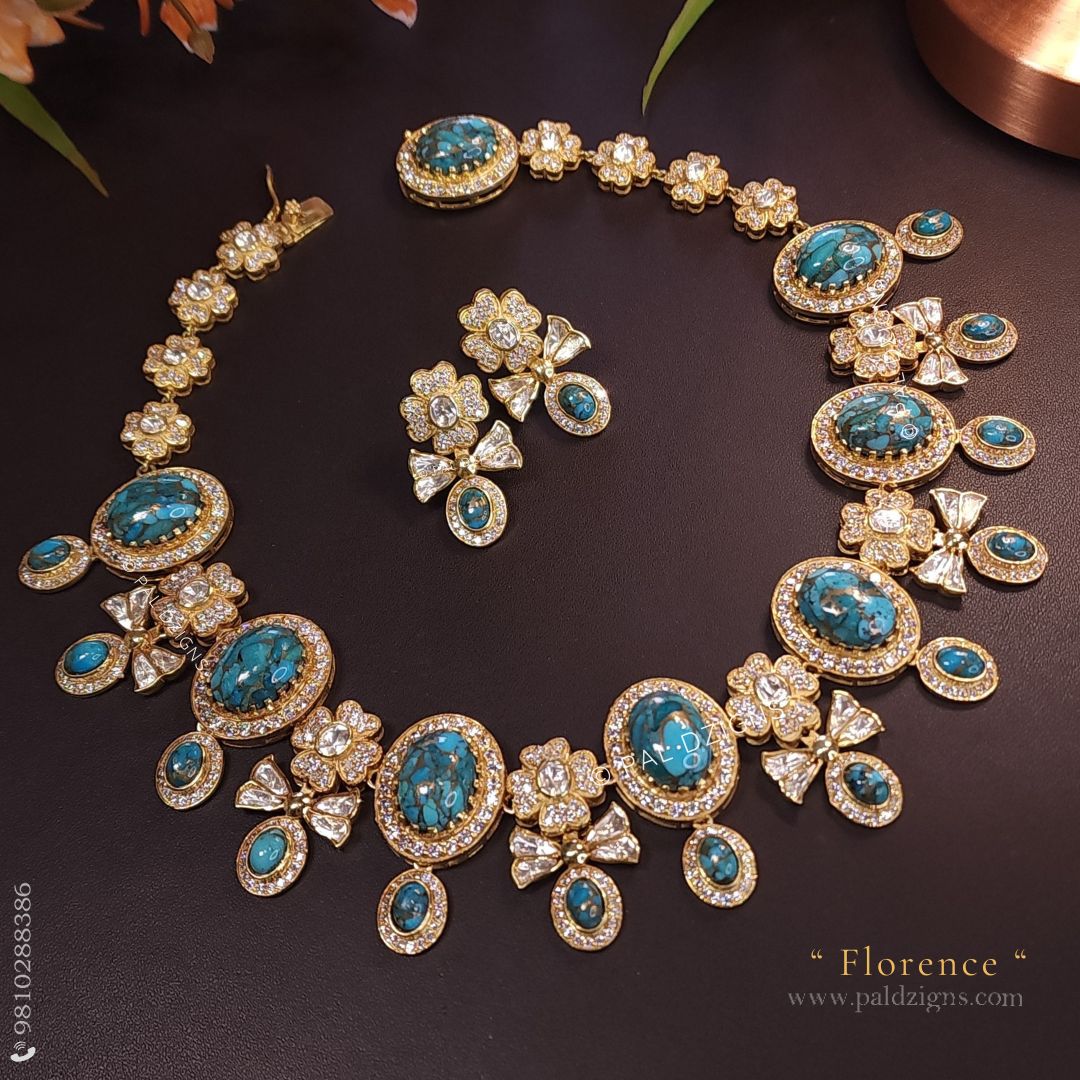 Florence Moissanite Polki Necklace Set