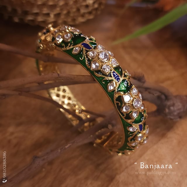 Banjaara 2-8" Size Moissanite Polki Bangle (Single)