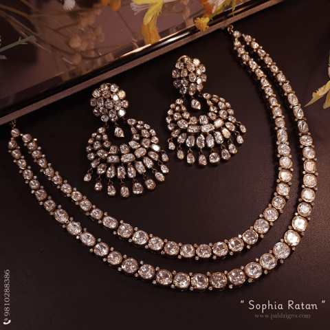 Sophia Ratan Antique Moissanite Polki Necklace Set
