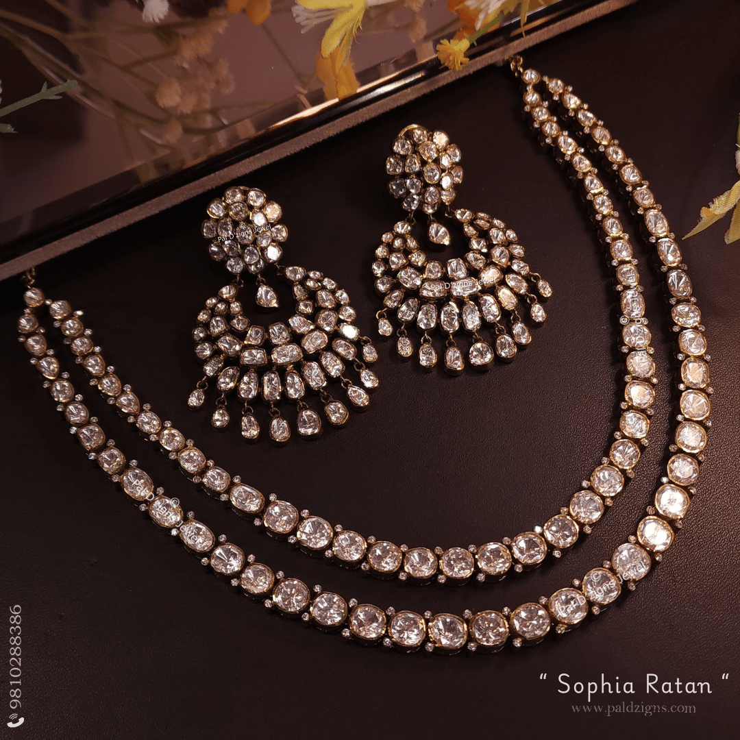 Sophia Ratan Antique Moissanite Polki Necklace Set