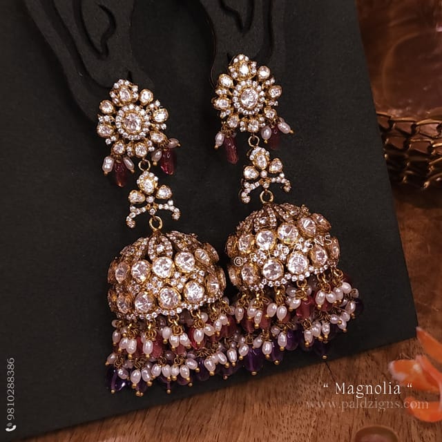 Magnolia Moissanite Polki Jhumki