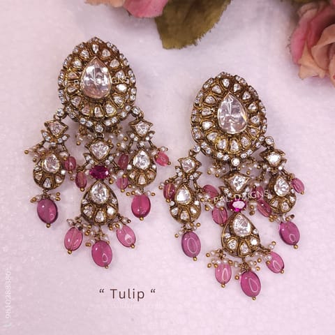 Tulip Moissanite Polki Earring Tulip Moissanite Polki Earring