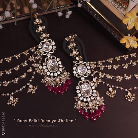 Ruby Polki Ruqaiya Jhallar Moissanite Polki Earring Ruby Polki Ruqaiya Jhallar Moissanite Polki Earring
