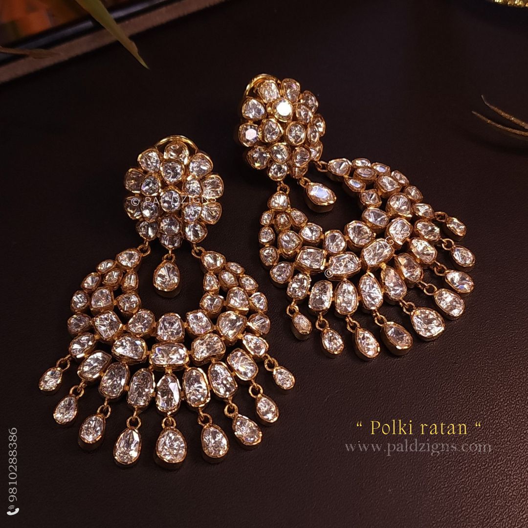 Polki Ratan Gold Moissanite Polki Chaandbaali