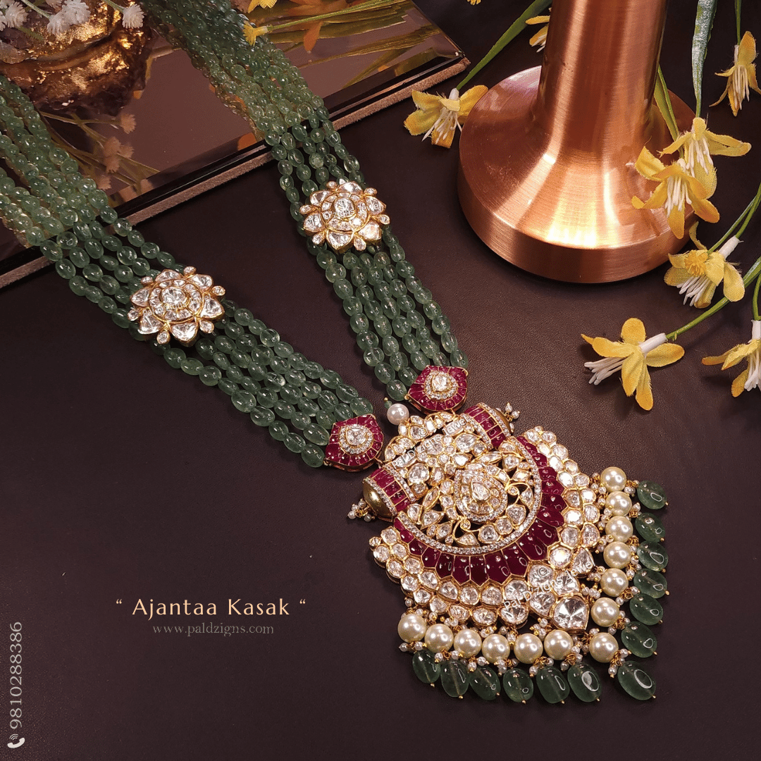 Ajantaa Kasak Moissanite Polki Long Pendant