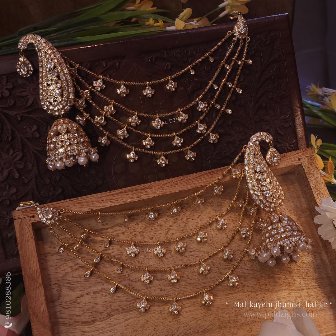 Malikayein (Small) Moissanite Polki Jhumki Jhallar