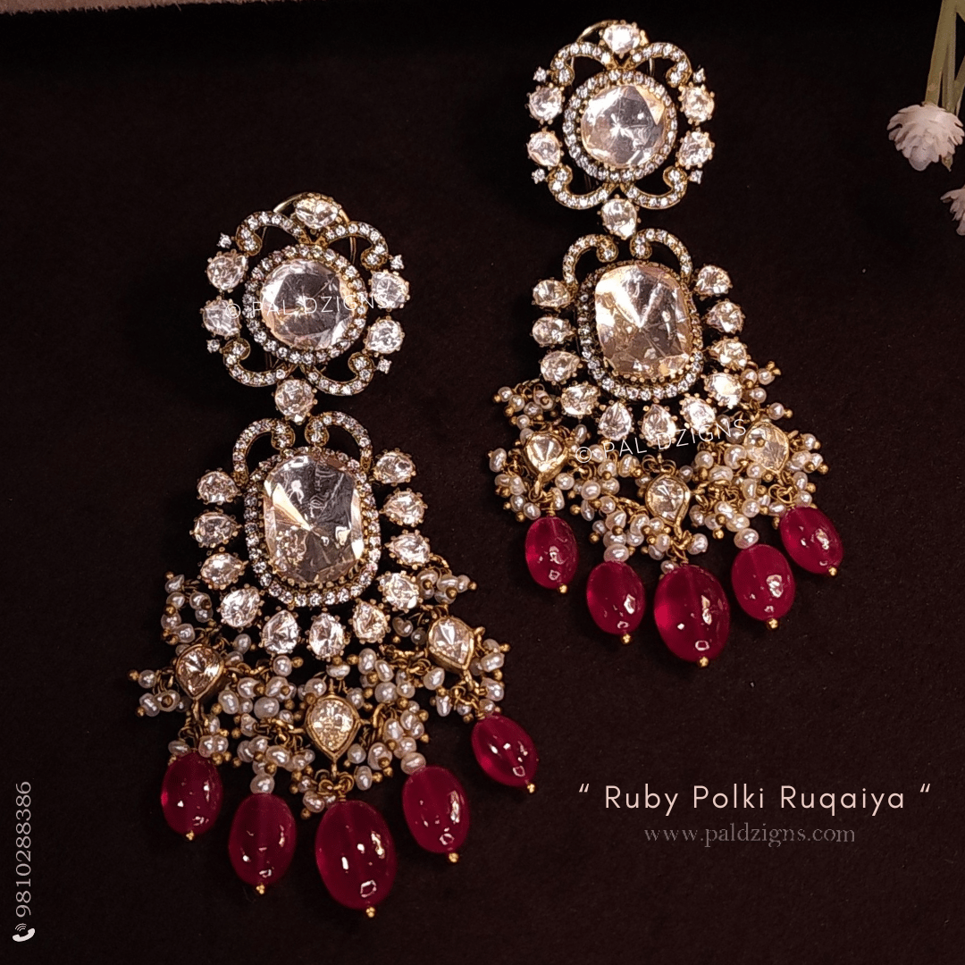 Ruby Polki Ruqaiya Moissanite Polki Earring