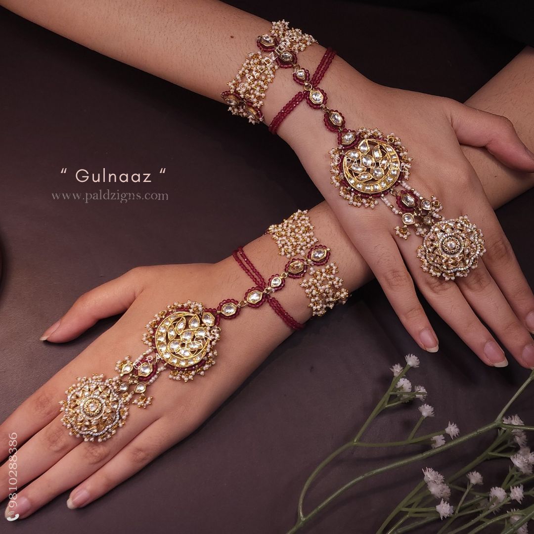 Gulnaaz Moissanite Polki Hathful Ring (Pair)