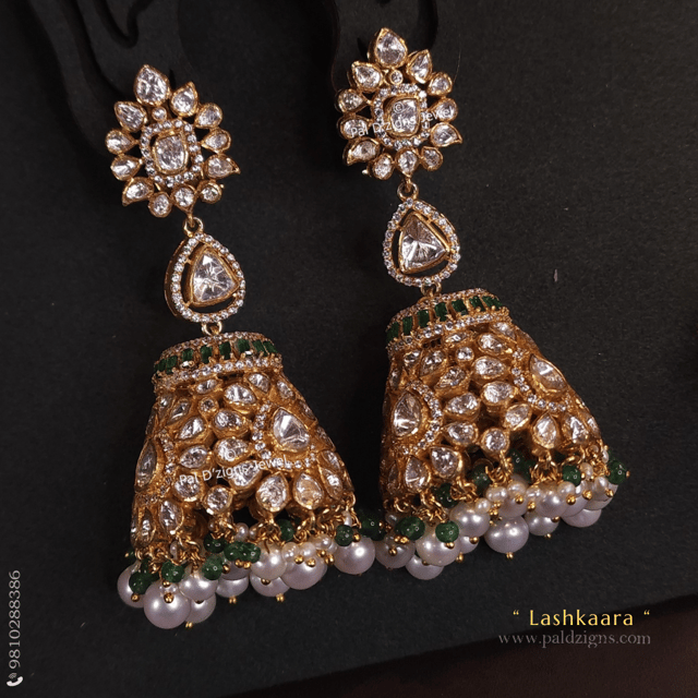 Lashkaara Moissanite Polki Jhumki