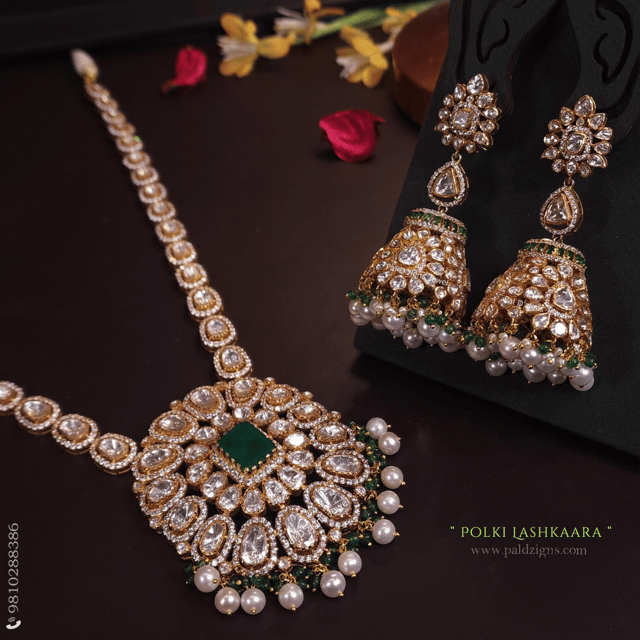 Polki Lashkaara Moissanite Polki Long Pendant Set