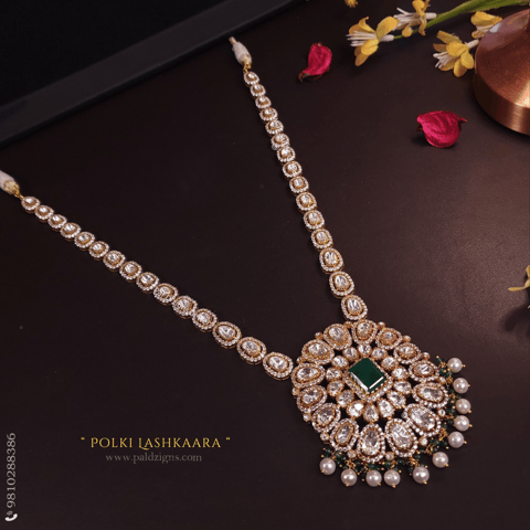 Polki Lashkaara Moissanite Polki Long Pendant