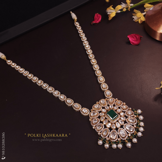 Polki Lashkaara Moissanite Polki Long Pendant