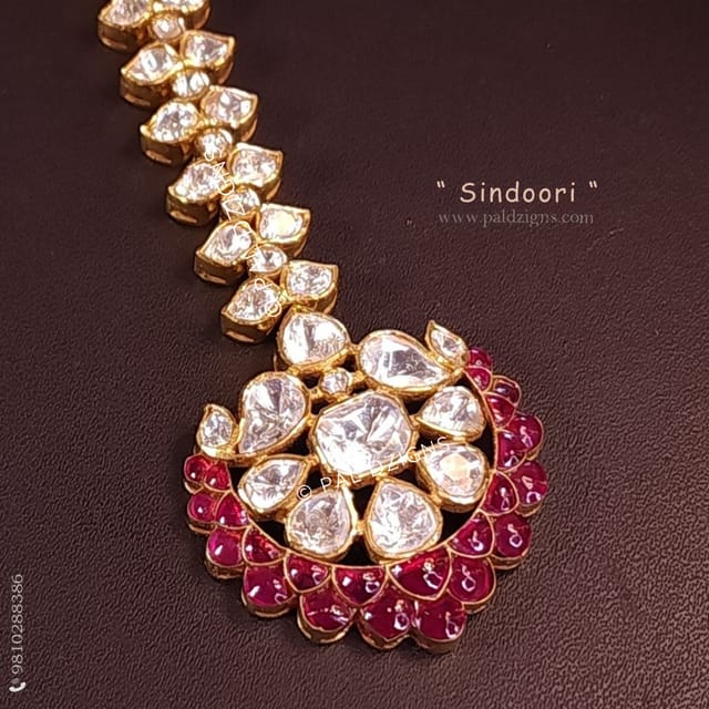Sindoori Moissanite Polki Tikka