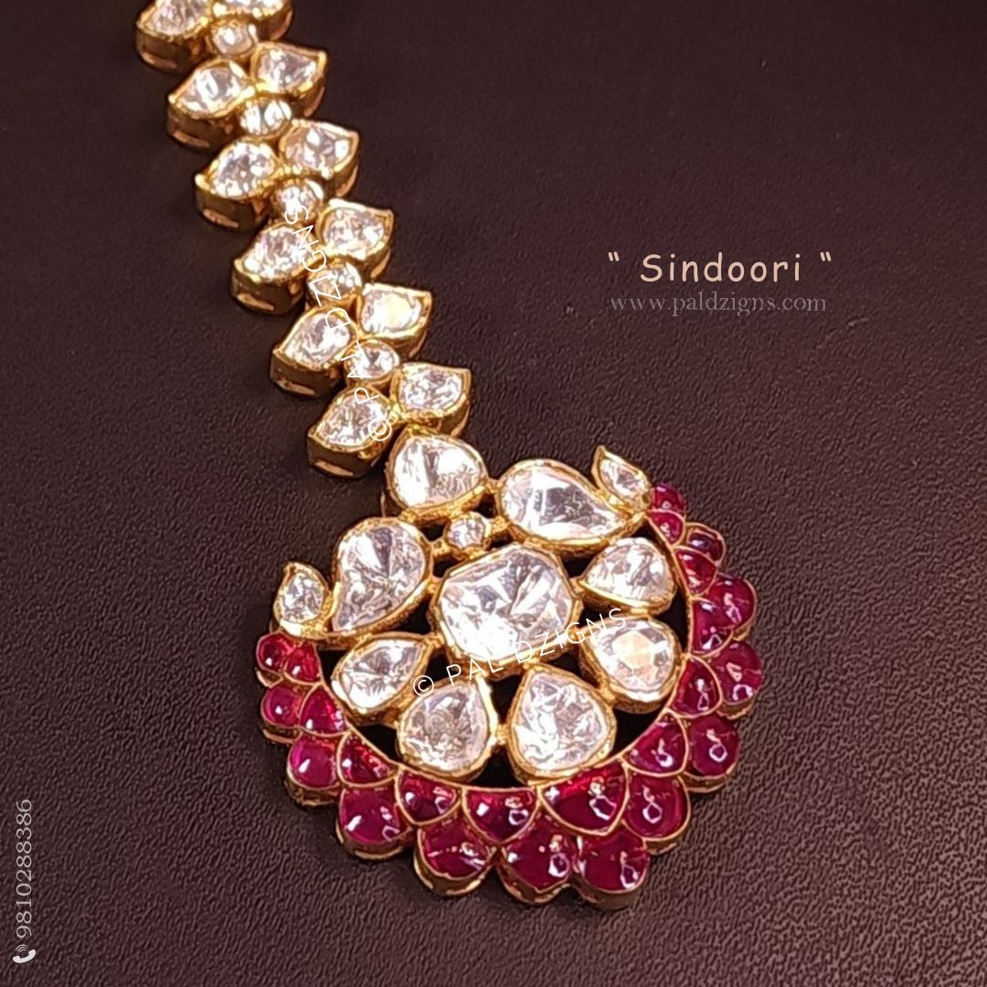 Sindoori Moissanite Polki Tikka