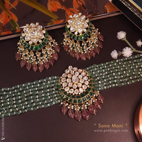 Sona Mani Moissanite Polki Choker Set