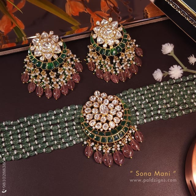 Sona Mani Moissanite Polki Choker Set