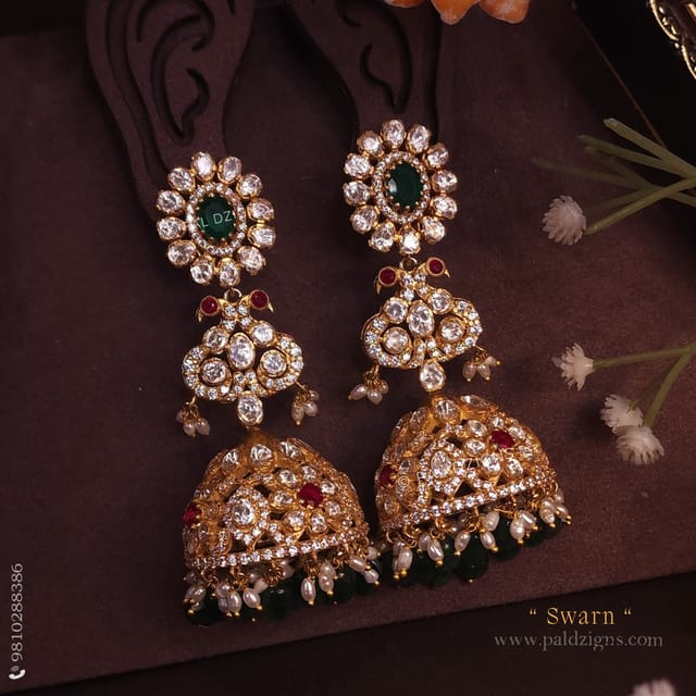 Swarn Moissanite Polki Jhumki