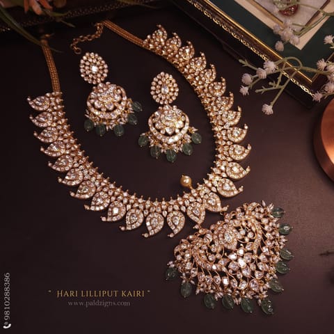 Hari Lilliput Kairi Moissanite Polki Detachable Necklace Set Hari Lilliput Kairi Moissanite Polki Detachable Necklace Set
