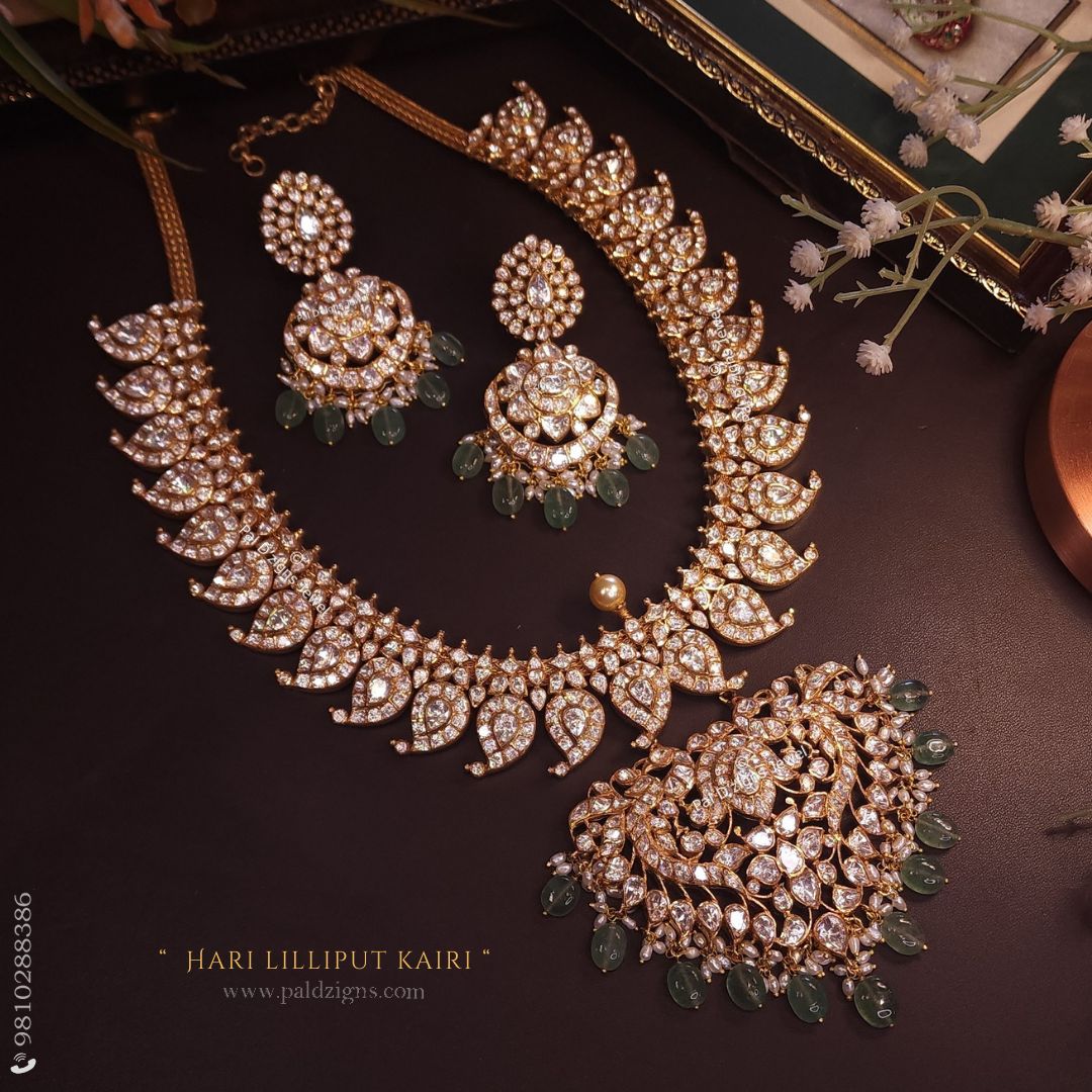 Hari Lilliput Kairi Moissanite Polki Detachable Necklace Set