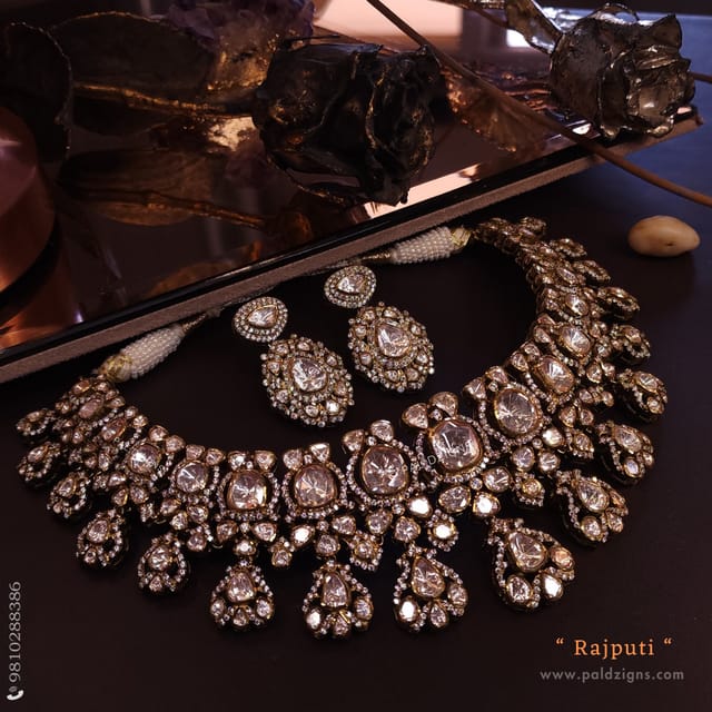 Rajputi Antique Moissanite Polki Necklace Set