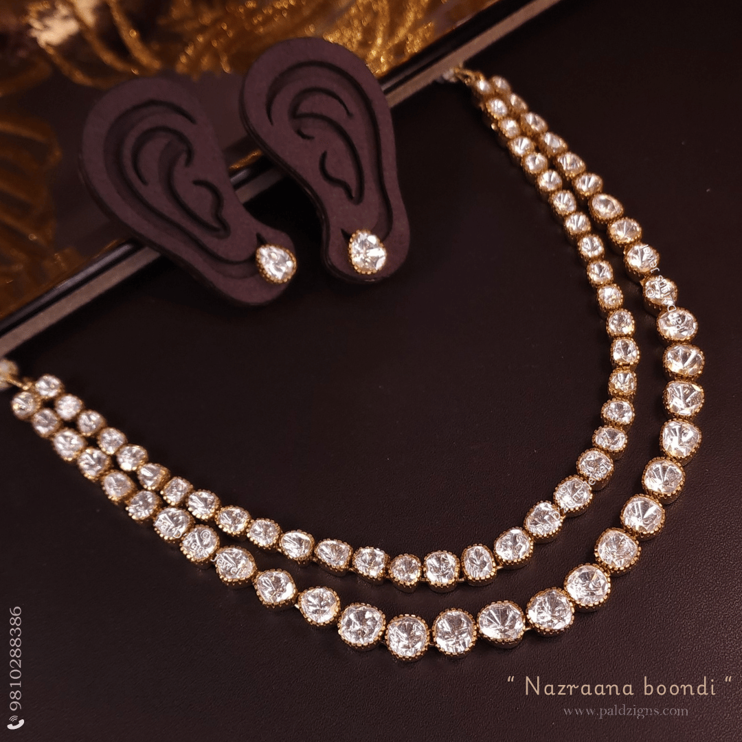 Nazraana Boondi Moissanite Polki Necklace Set