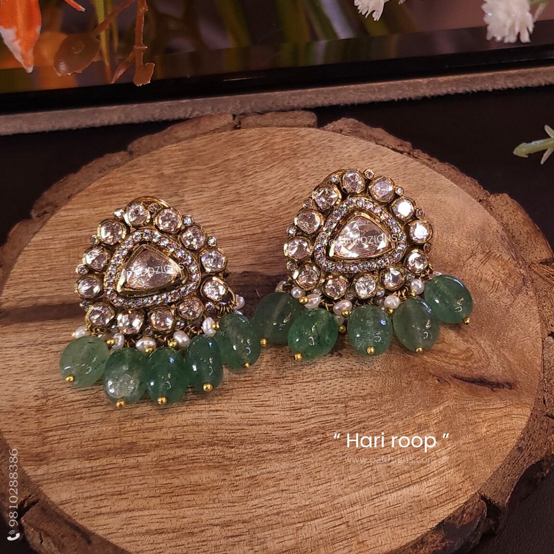 Hari Roop Antique Moissanite Polki Stud