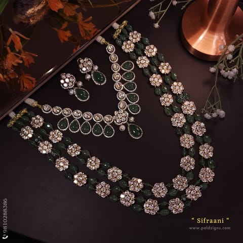 Sifraani Moissanite Polki Combo Necklace Set Sifraani Moissanite Polki Combo Necklace Set