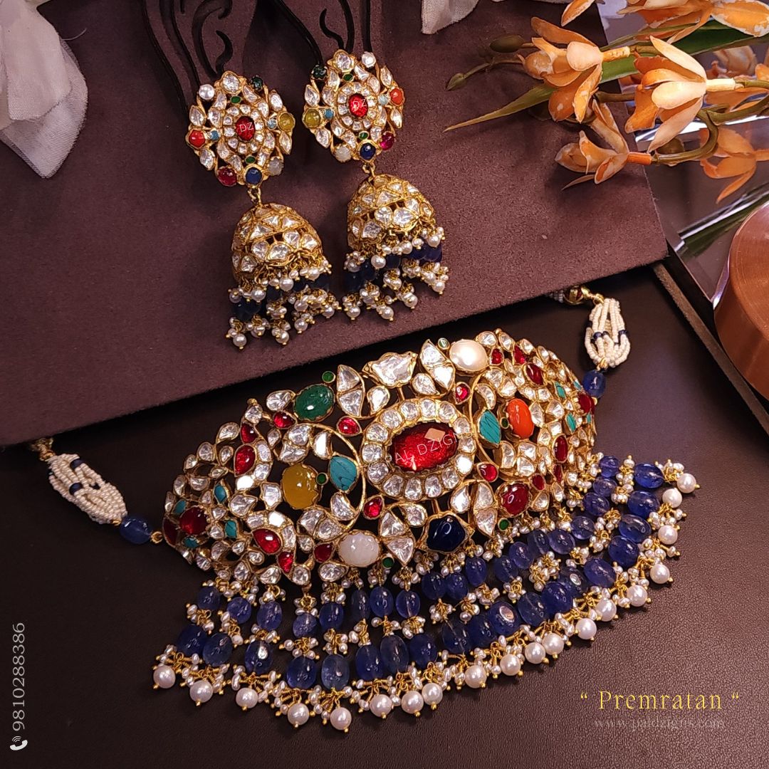 Premratan Moissanite Polki Choker Set