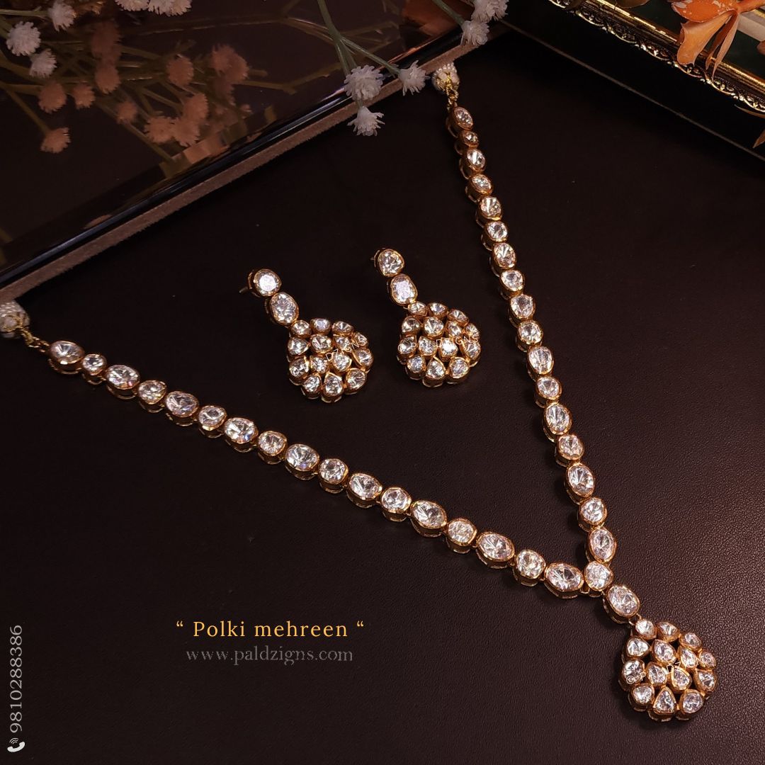 Polki Mehreen Moissanite Polki Necklace Set