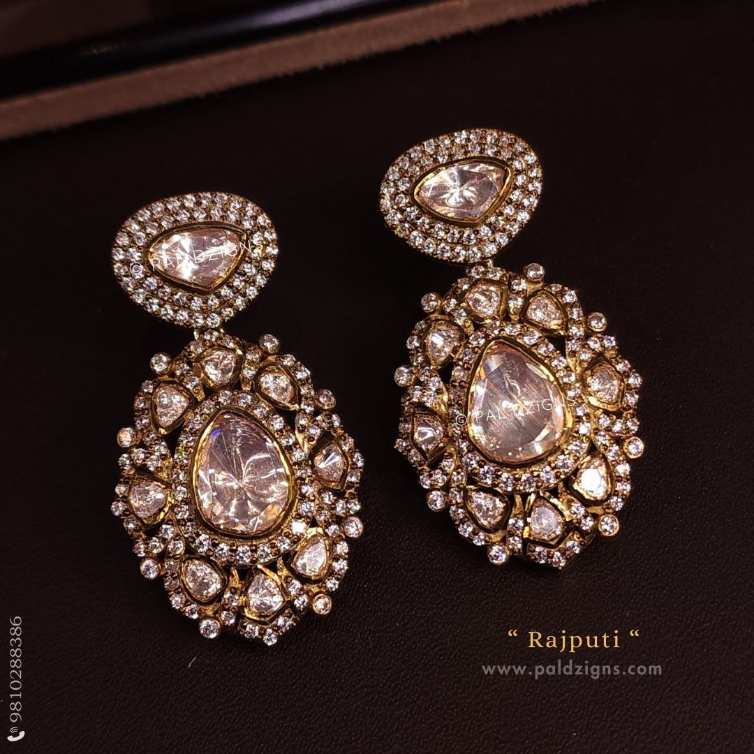 Rajputi Antique Moissanite Polki Earrings