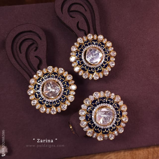 Zarina Combo Moissanite Polki Stud And Ring