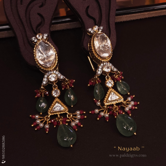Nayaab Moissanite Polki Earrings