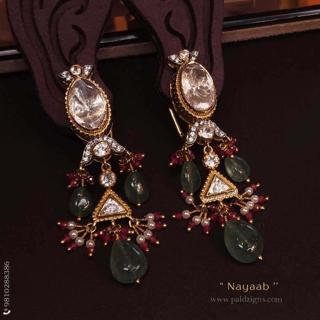 Nayaab Moissanite Polki Earrings