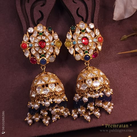 Premratan Moissanite Polki Jhumki