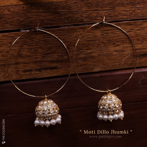 Moti Dillo Moissanite Polki Jhumki Baali