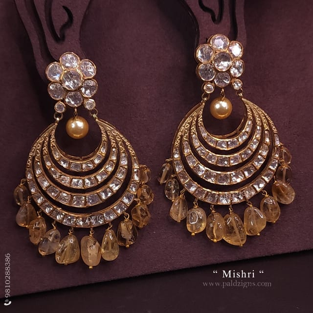 Mishri Moissanite Polki Earrings