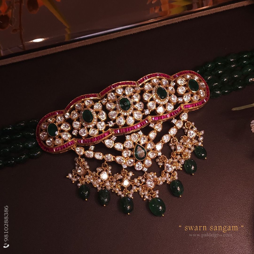 Swarn Sangam Moissanite Polki Choker