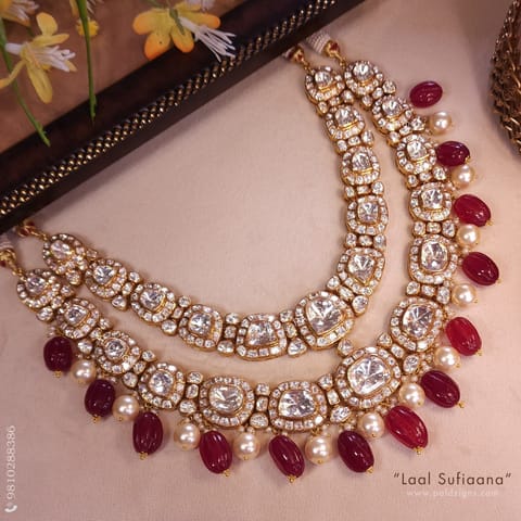Laal Sufiaana Detachable Moissanite Polki Necklace