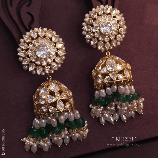 Khizri Moissanite Polki Jhumki
