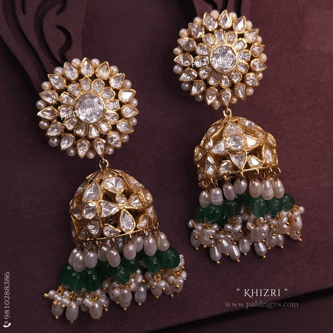 Khizri Moissanite Polki Jhumki
