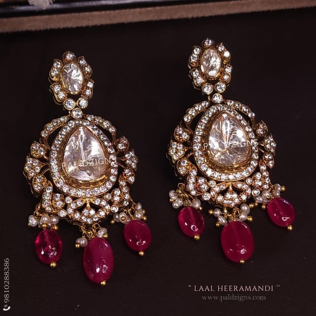 Laal Heeramandi Moissanite Polki Earrings