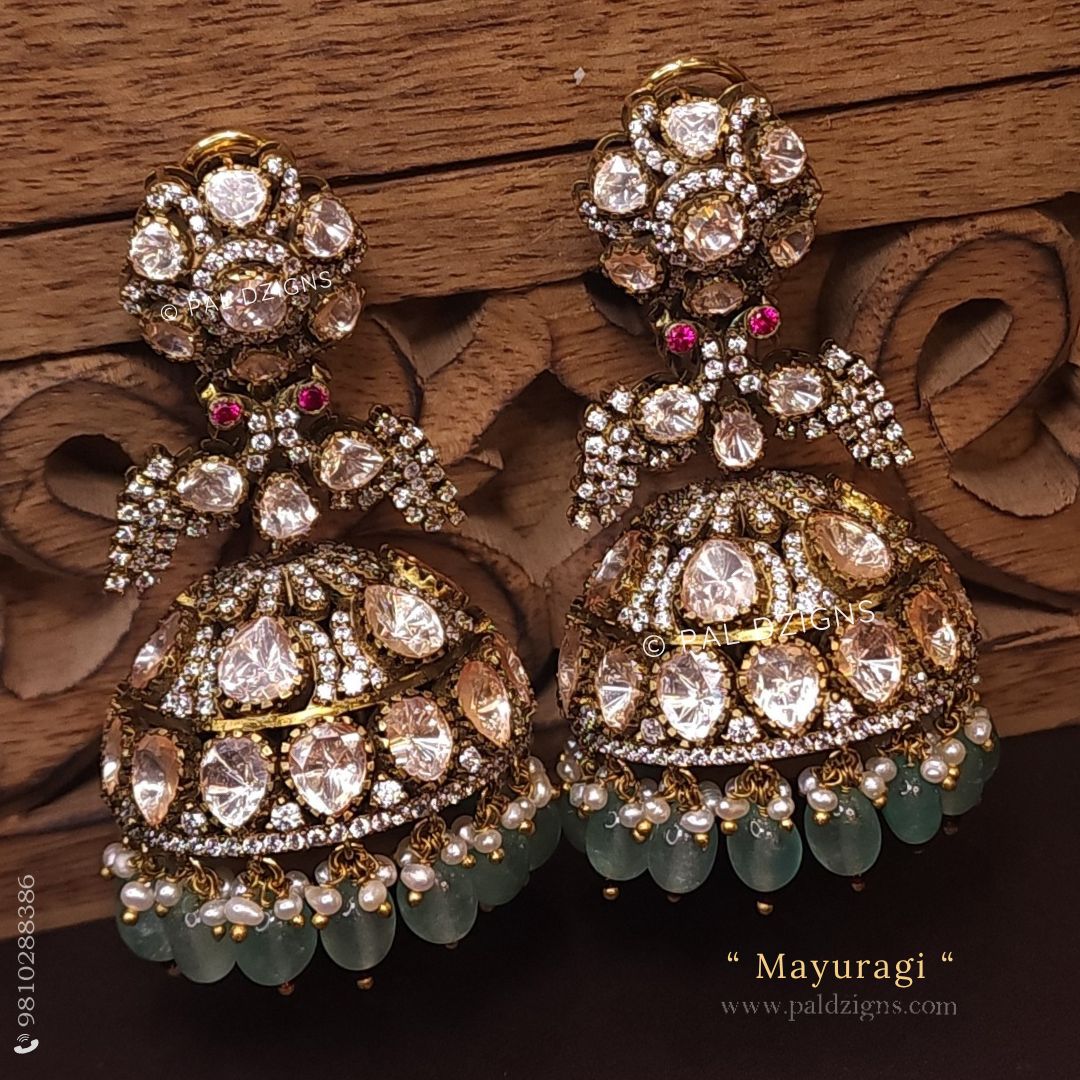 Mayuragi Moissanite Polki Jhumki