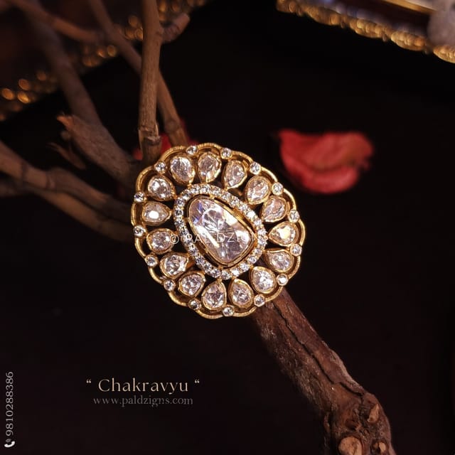 Chakravyu Moissanite Polki Ring