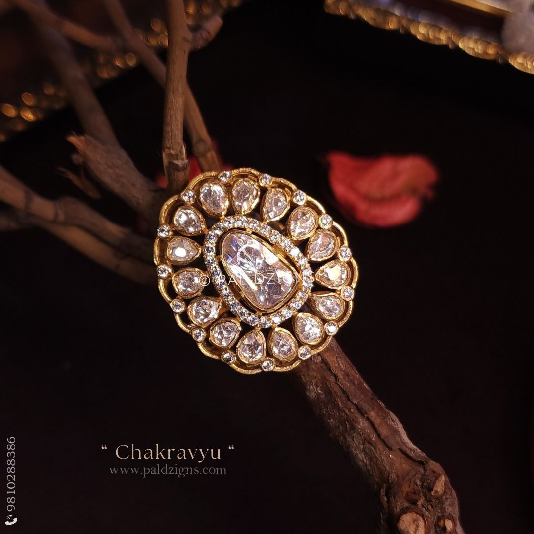 Chakravyu Moissanite Polki Ring